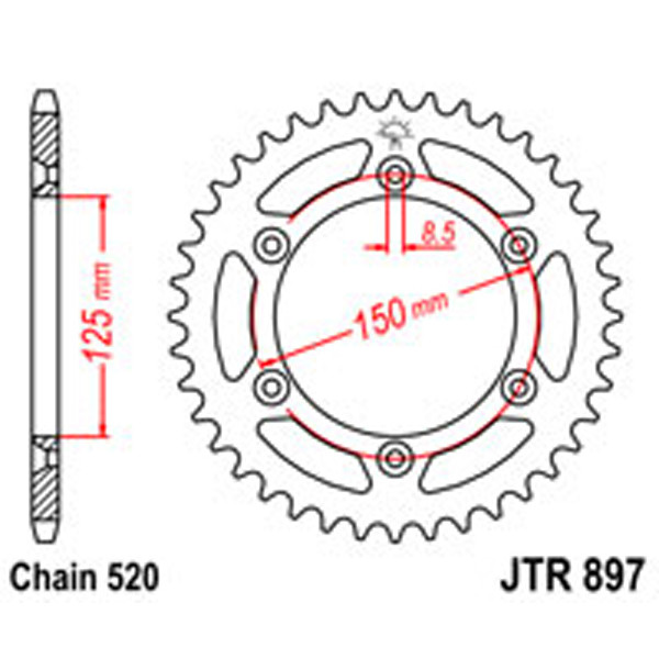 JT JT Rear Sprockets R/W 897-48 (899)